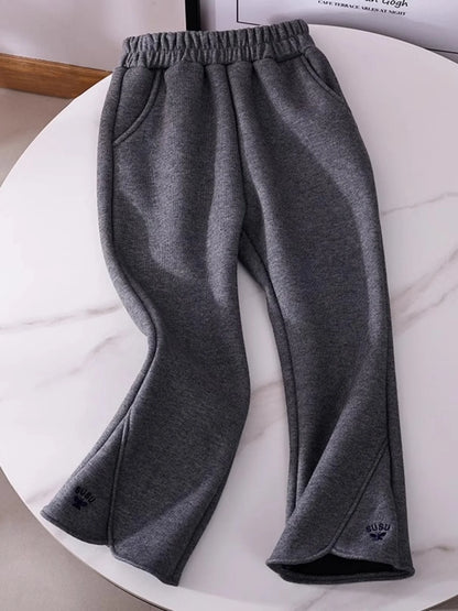 Girls Flared Jogger Pants Spring, Kids Casual Sweatpants High-Waist Design, Fashionable Elastic Cuff Trousers for Big Girls