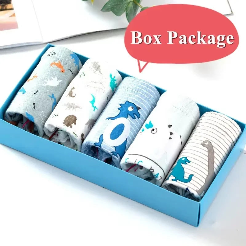 5 Pcs/Lot Boy Underwear Soft Cotton Briefs For Boys Dinosaur Cartoon Children Panties Breathable Kids Underpants Briefs Age 2-14