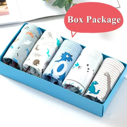 5 Pcs/Lot Boy Underwear Soft Cotton Briefs For Boys Dinosaur Cartoon Children Panties Breathable Kids Underpants Briefs Age 2-14