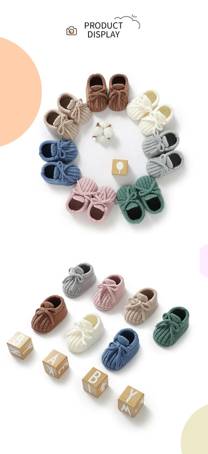 Infant Baby Shoes Knitted Newborn Boys Girl Footwear Fashion Solid Shallow Boots Shallow Kid 0-18M Clothing Accessories Handmade