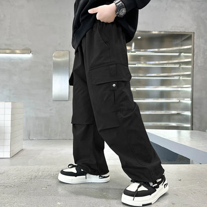 Boy Straight Pants Autumn Kids Fashion Trousers Children Casual Trackpants 2025 New Teen Work Trousers