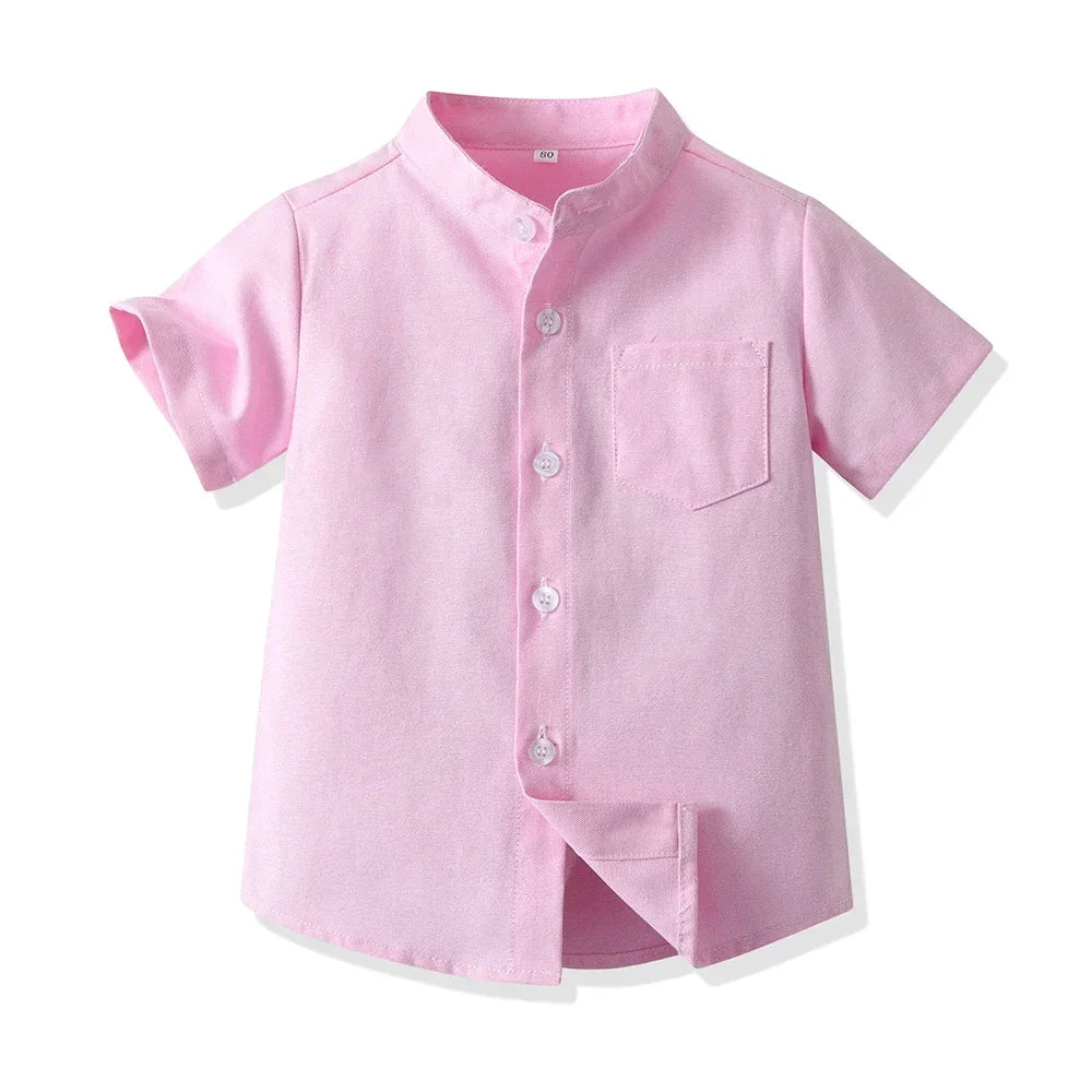 New Children Boys Gentleman Shirts Kids Short Sleeve Casual Tops Infant Toddler Girls Blouse Formal Clothing Summer Clothes