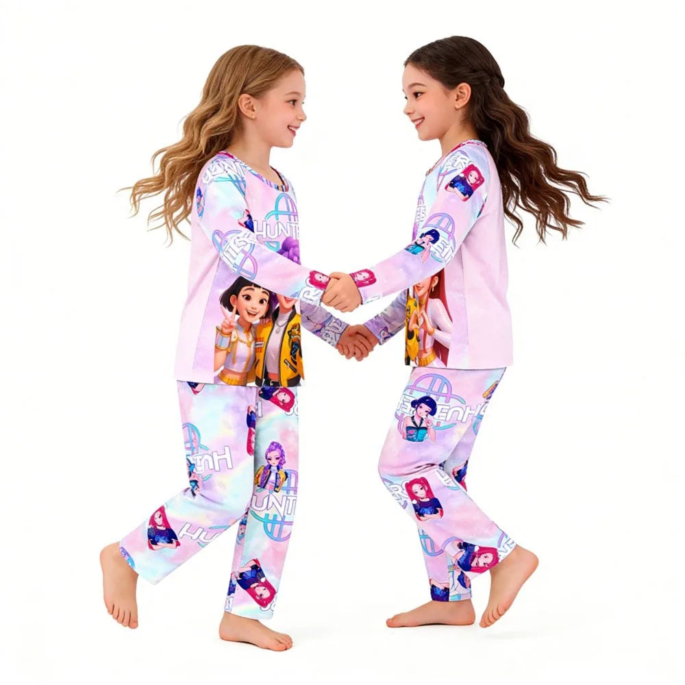 Girls Pajamas Sets Spirng Kpop Kids Long Sleeve Sleepwear Children's Pyjamas Boys Girls Cartoon 2pcs Homewear Clothes Loungewear