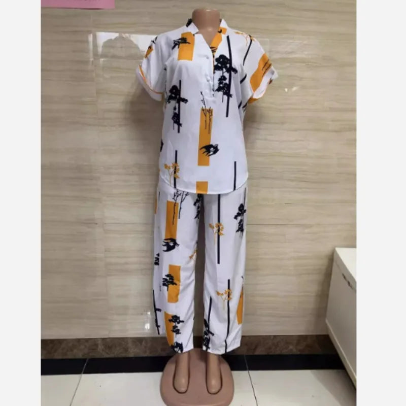 Two Piece Set Woman Shirt Tracksuit Set Summer Top Matching Sets