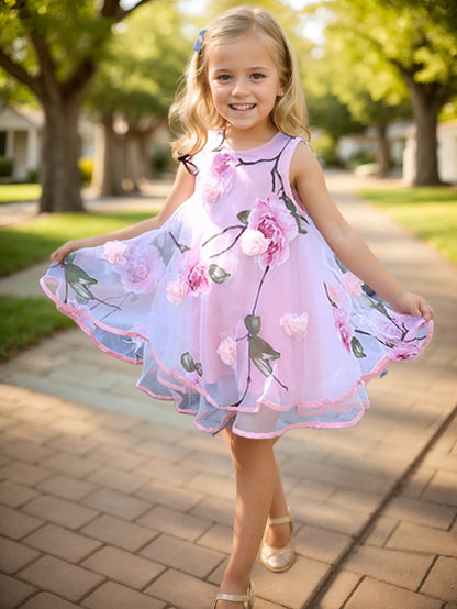 Girls Flower Bohemian Summer Dress ChildKids Girl Beach Dresses Chiffon Dresses Floral Teenager Girl's Clothes 6 8 10 12 14 Year