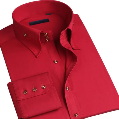 Men's Dress Shirts Non-ironing Formal Collar Shirt Fashion Korean Slim Solid Color Business Casual Shirt White Spring Autumn