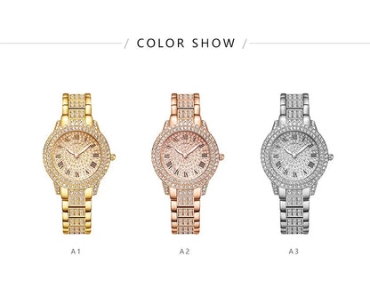 Women's Watches Fashion Original Quartz Wrist Watch for Ladies Roman Dial Dazzling Diamond Waterproof Luminous Luxury New