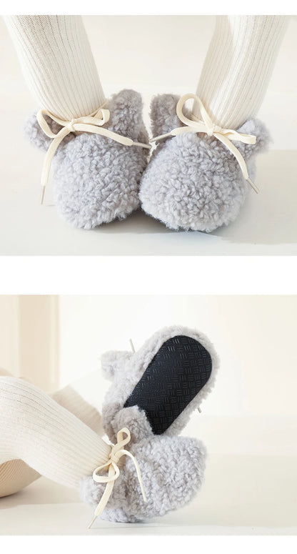 Baby Shoes Winter Baby Boy Girl Booties Fluff Soft Toddler Shoes First Lamb Cashmere Anti-Slip Warm Newborn Infant Crib Shoes