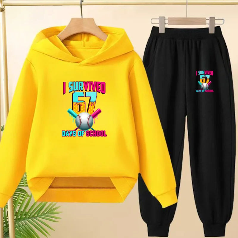 67 Children's Hoodies, 2 Pieces for Boys and Girls Aged 3-12, Comfortable Casual Hoodie+pants, Pullover, Hooded Sportswear