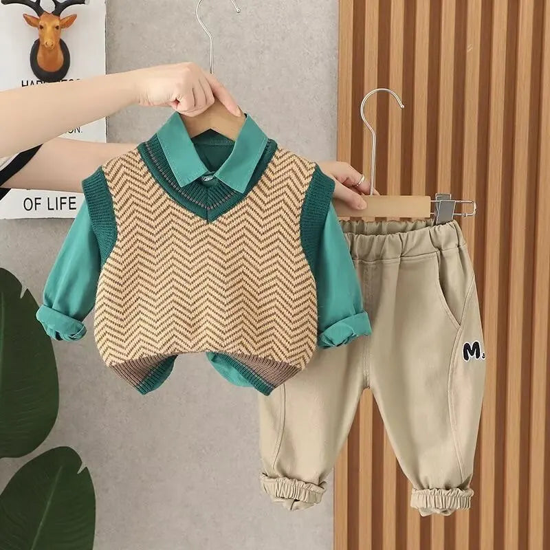 Baby Boys Three-piece Set Clothes Suit Casual Clothing Spring/autumn Fashion Baby  Vest+Shirts+Pantss Cool Autumn