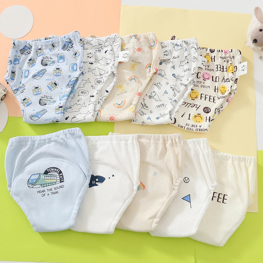 10 Pcs Reusable Baby Training Pants Washable Kids Cloth Diaper Nappies Changing Underwear Infant Toddler Potty Training Panties