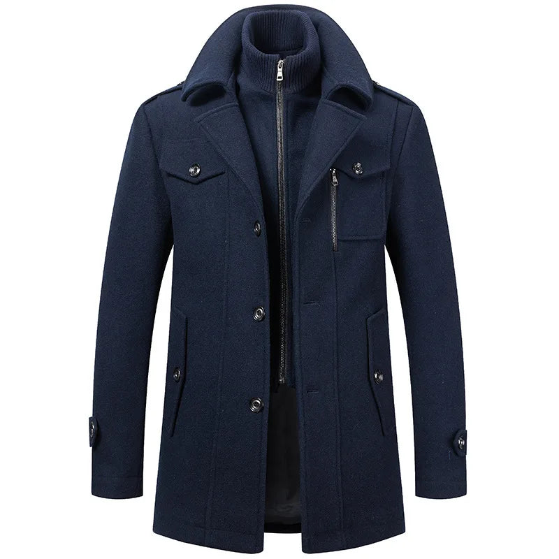 2026 Men's Fashion High-End Business Woolen Coat Atmosphere Long Thickened Wool Overcoat Autumn Winter Middle-Aged Stylish Coats