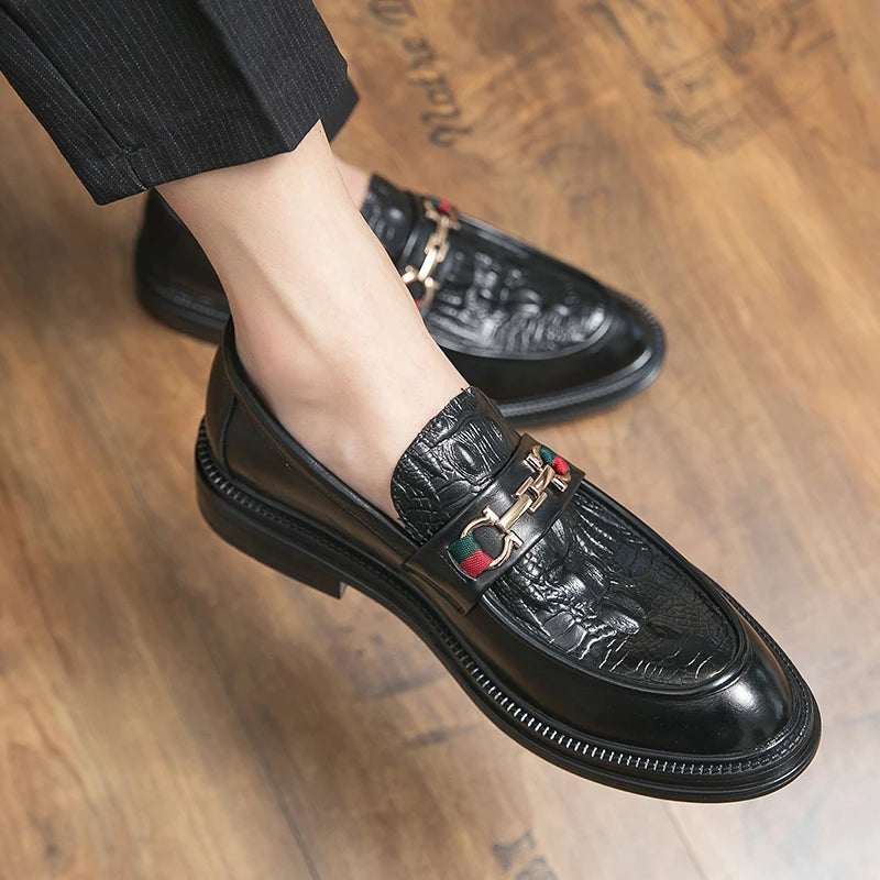 Men's Dress Shoes Formal Designer Comfortable Embossed Leather Luxury Wedding Italian Male Casual Business Shoes for Men Loafers