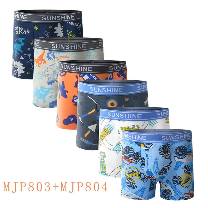 6 Pcs Baby Toddler Boys' Underwear,  100% Cotton Little Boys Briefs Soft Dinosaur Truck Boxer Briefs