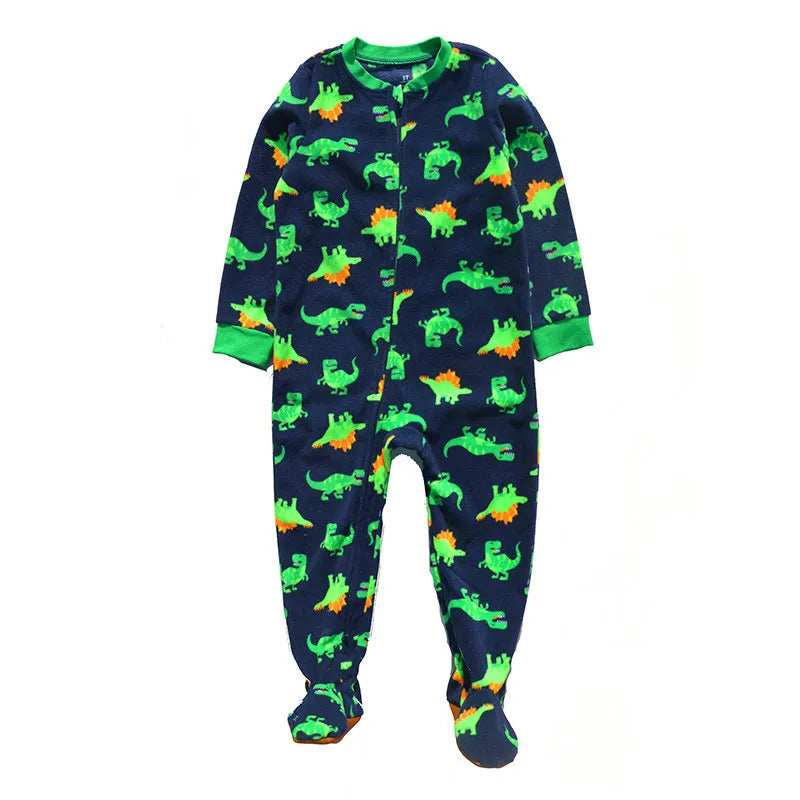 One-piece pajamas for children aged 3-10, pajamas for boys and girls, fleece one-piece suits, soft and warm.