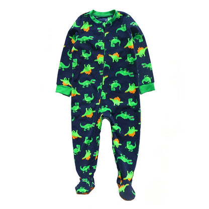 One-piece pajamas for children aged 3-10, pajamas for boys and girls, fleece one-piece suits, soft and warm.