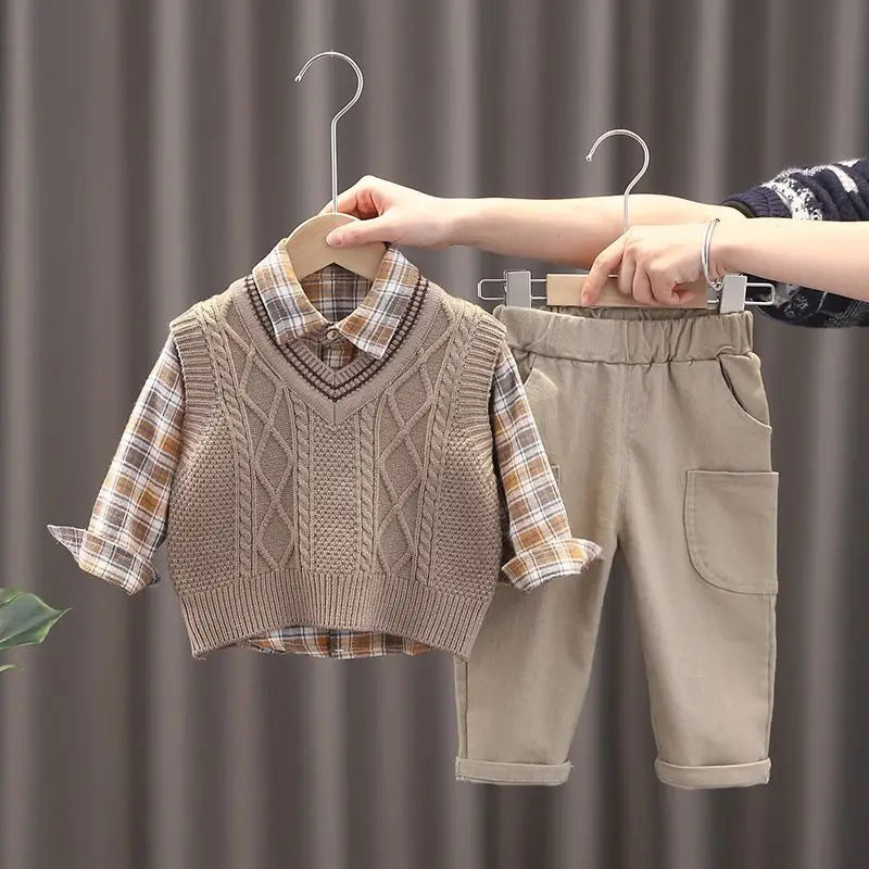 Baby Boys Three-piece Set Clothes Suit Casual Clothing Spring/autumn Fashion Baby  Vest+Shirts+Pantss Cool Autumn