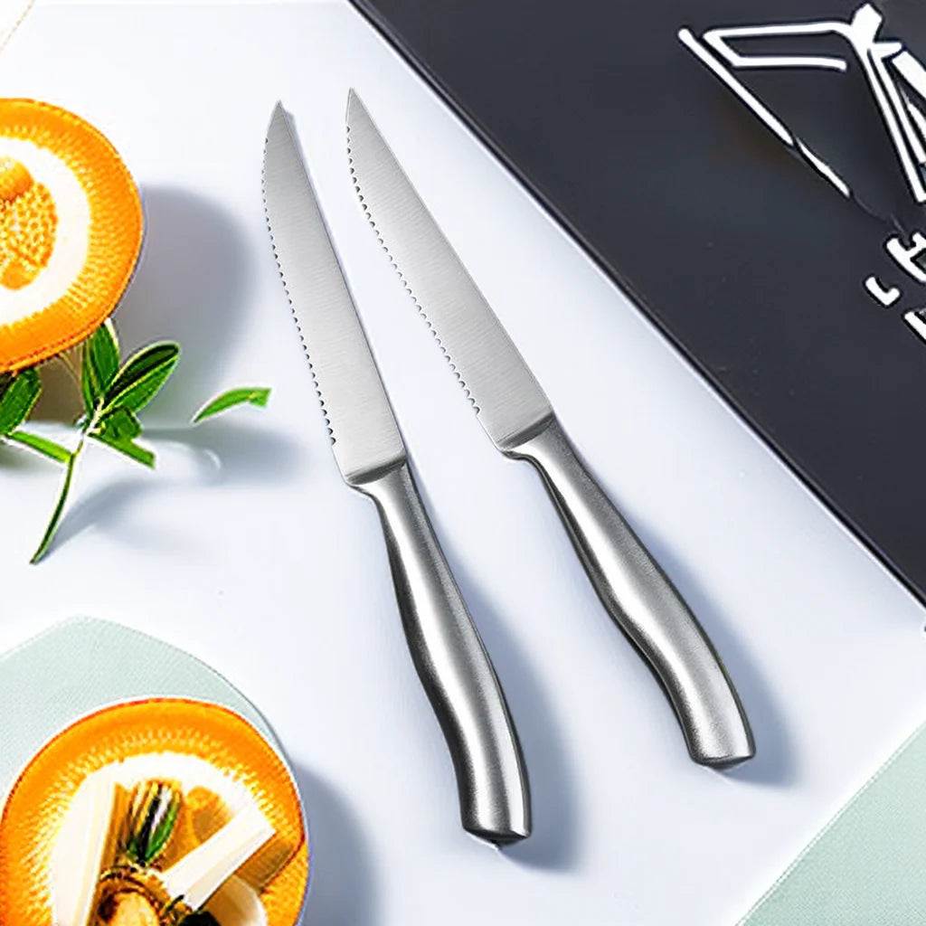 4/6/8 Pcs Steak Knife Set Stainless Steel Blade Kitchen Knives Seamless Handle Sharp Dinner Knife Meat Cutter Dinnerware Set