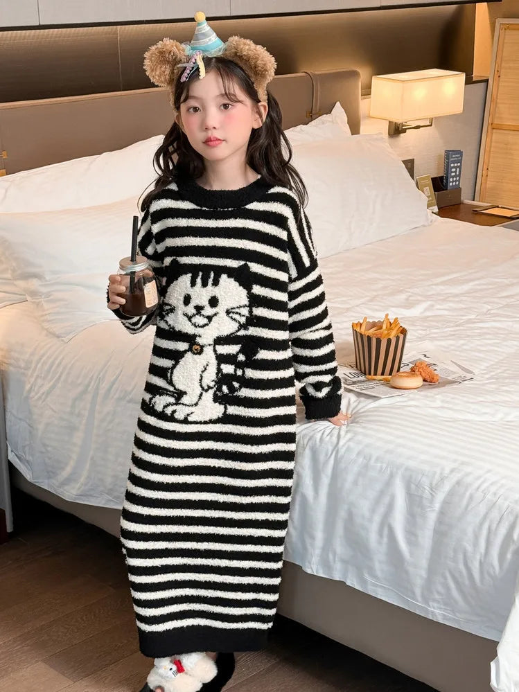 Girls Pajamas 2025 New Children's Nightgown Children's Autumn and Winter Loungewear