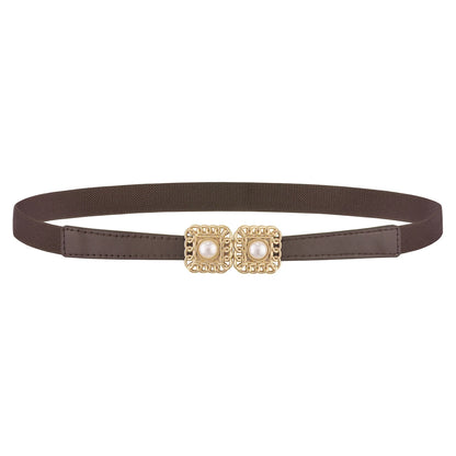 SISHION Summer Fashion Women Belts SH024 PU Leather Thin Elastic Waist Belt Slim Waistband Black Camel Coffee Plus Size