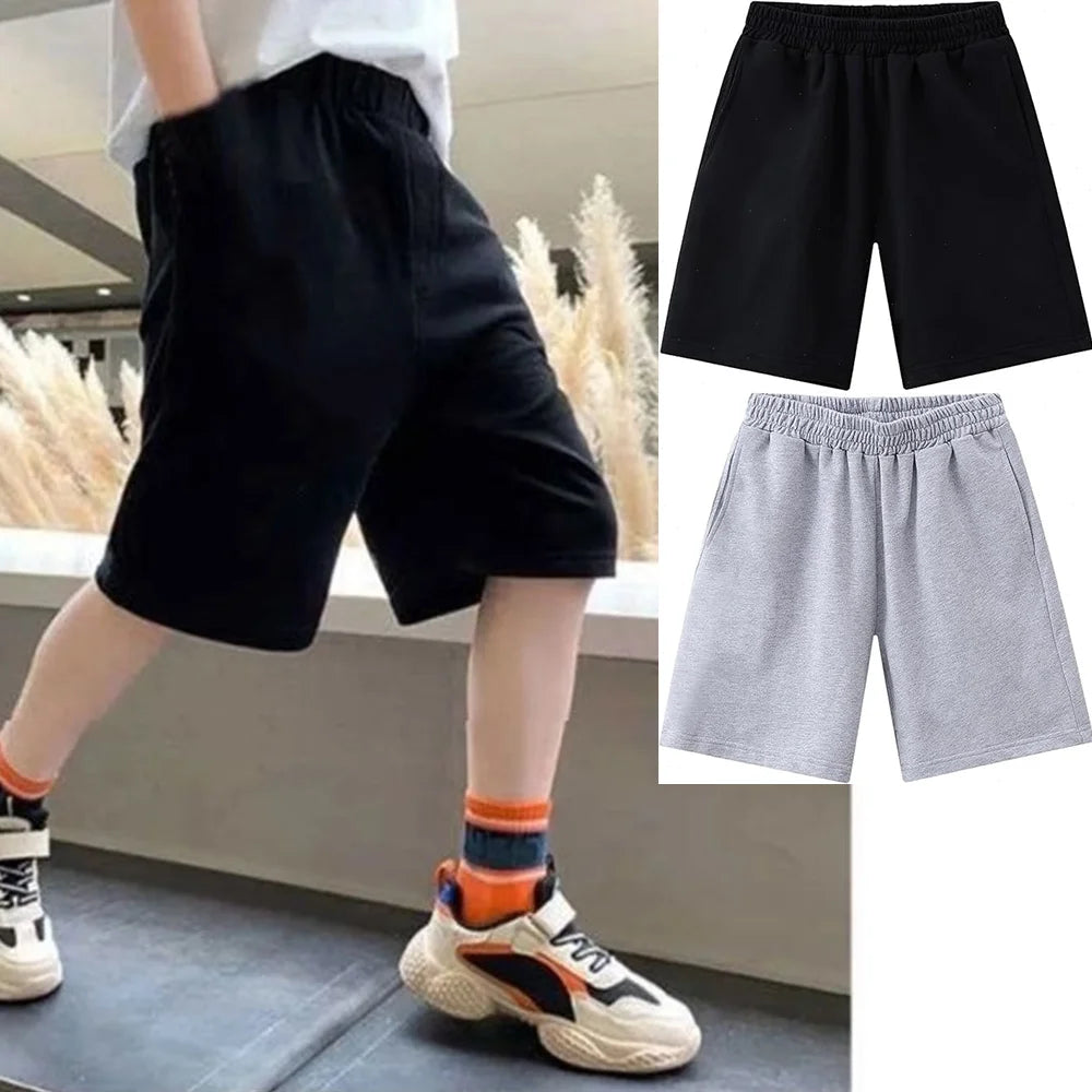 Boys Shorts Summer Solid Kids Short Sweatpants Loose Sport Casual Knickers Children Elastic Waist Half Pants Beachwear 3-14years