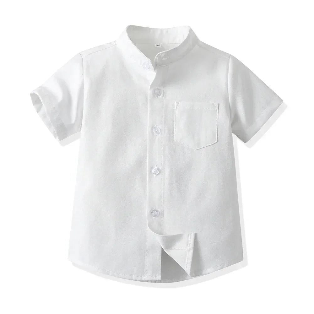 New Children Boys Gentleman Shirts Kids Short Sleeve Casual Tops Infant Toddler Girls Blouse Formal Clothing Summer Clothes