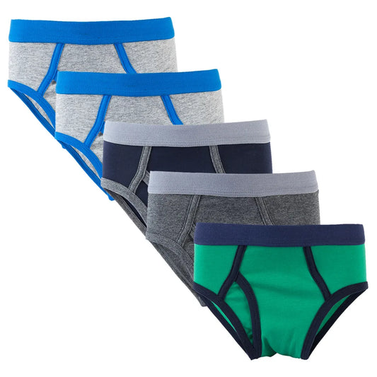 5-Pack All-Cotton Boys' Kids' Underwear - Solid Color Color-Blocked Triangle Briefs for Comfort  Style Perfect for Everyday Wear