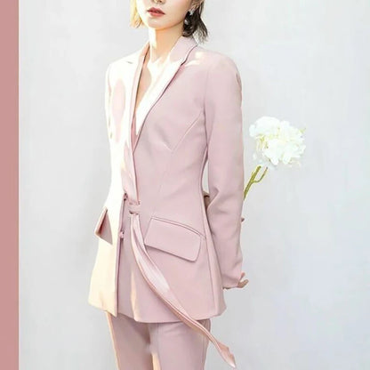 Luxury Fashion Women Suits Pants Sets With Jacket 2 Piece Blazer One Button Peak Lapel Full Sets Elegant Female Clothing 2025