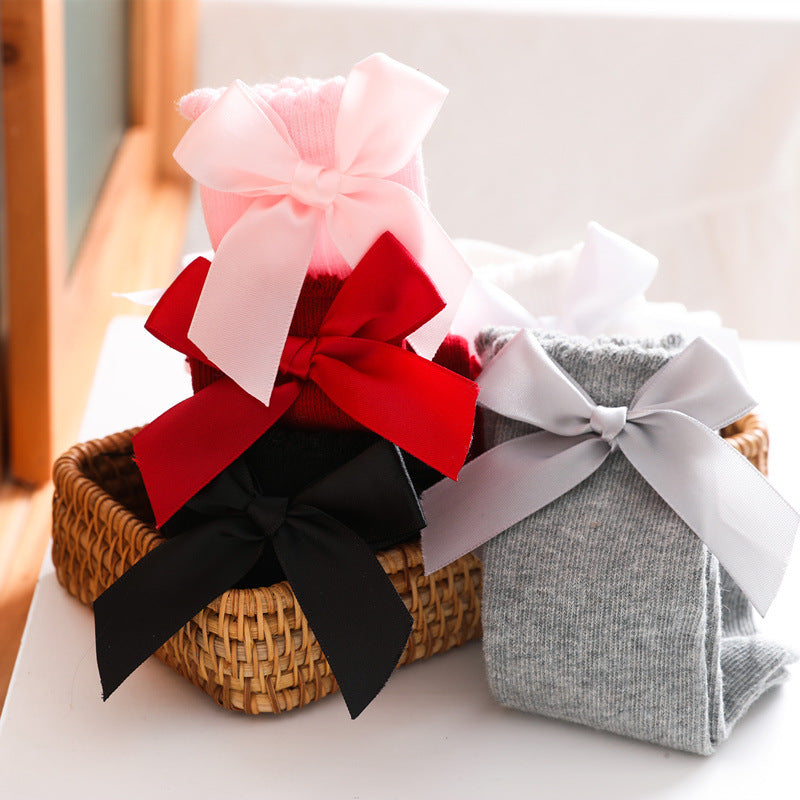 Baby Girl Accessories Infant Socks Spring Autumn New Big Bow Cotton Socks Kids Children Knee High Stocking Toddler Boy Clothes