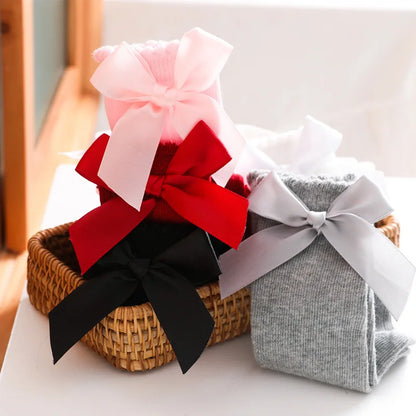 Baby Girl Accessories Infant Socks Spring Autumn New Big Bow Cotton Socks Kids Children Knee High Stocking Toddler Boy Clothes