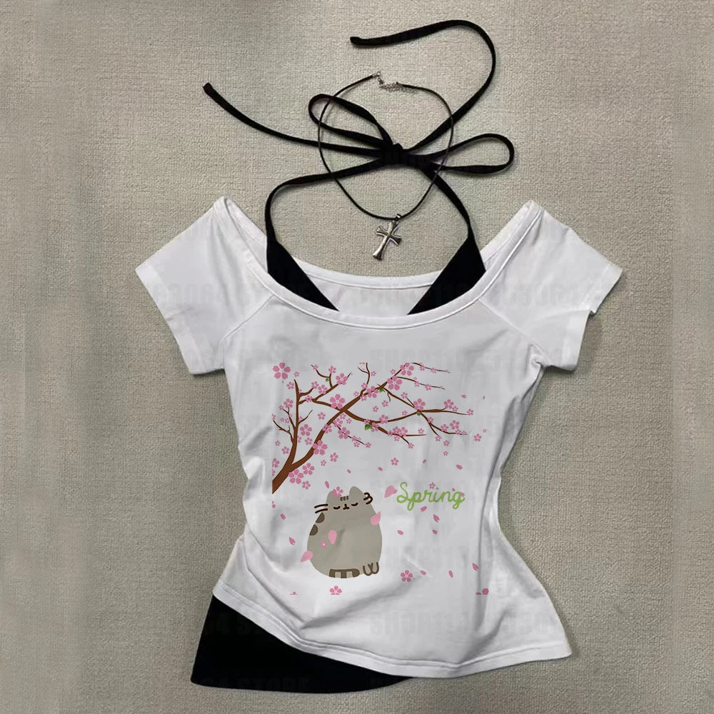 2000s Kawaii Girls Slim Tops Streetwear Gothic Fit Tank Tops Vintage Gothic Graphic Women Summer Baby Tank Aesthetic Retro Vest