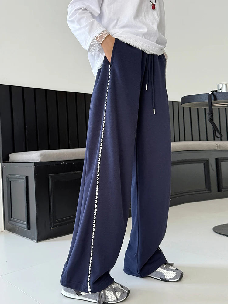 Girls' casual pants 2025 autumn collection new children's lace wide leg casual pants big children's spring and autumn loose spor