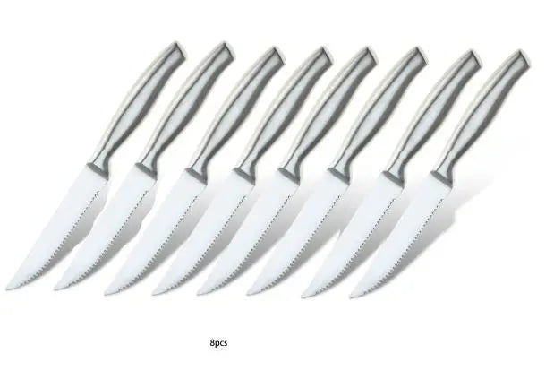 4/6/8 Pcs Steak Knife Set Stainless Steel Blade Kitchen Knives Seamless Handle Sharp Dinner Knife Meat Cutter Dinnerware Set