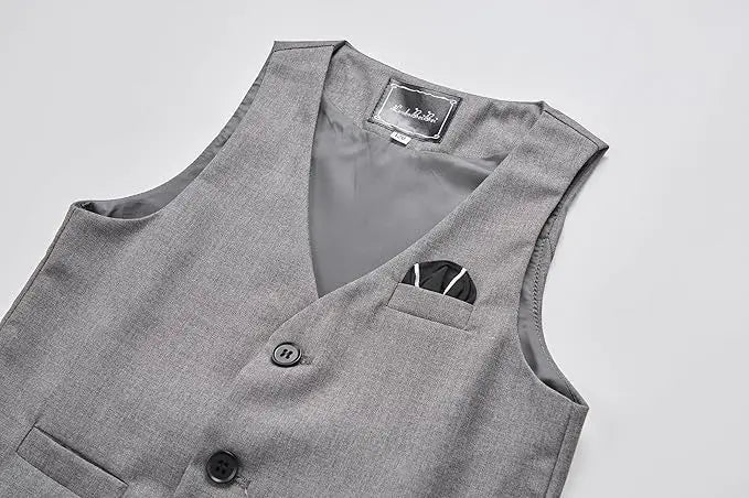 Boys Vest and Pants Set with Tie Formal Dress Suit Teen Boy Wedding Communion Outfit Kids Piano Host Performance Costume