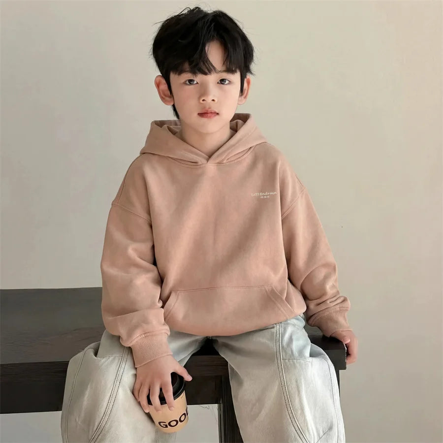 New Fashion Children Cotton Hoodies for Teen Boy Age 5 Yrs To 14 Yrs Pink Color Hooded Sweatshirt Kids Stylish Spring Clothes
