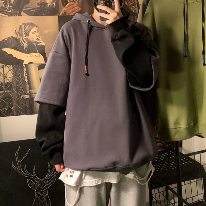 Hooded Sweatshirts for Man Black Hoodies Hip Hop Men's Clothing Sweat Shirt No Brand Funny Loose Overfit Streetwear Simple Cheap