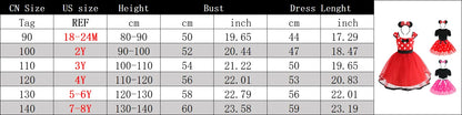 Baby Girl Dress for 1-8Yrs Children Summer Clothes Kids Cute Mouse Polka Dot Dress Girls Birthday Party Christmas Costume