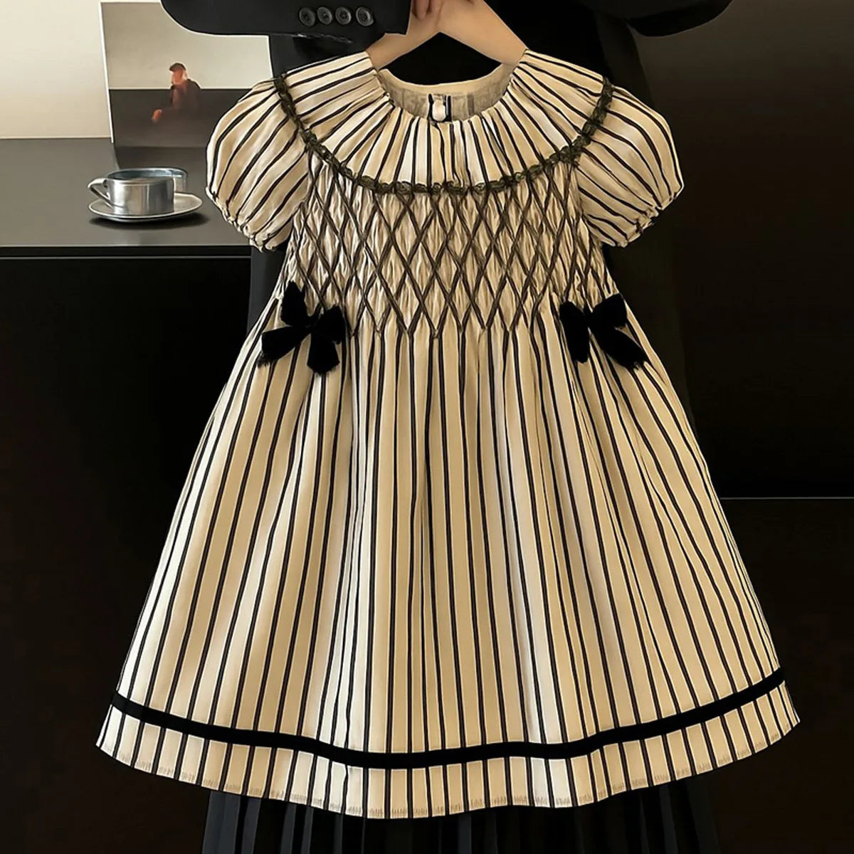 Girls' Dress 2025 Summer New Style Dress Striped Short Sleeve Daily Skirt Pure Cotton Fashion and Comfortable Kids Dress