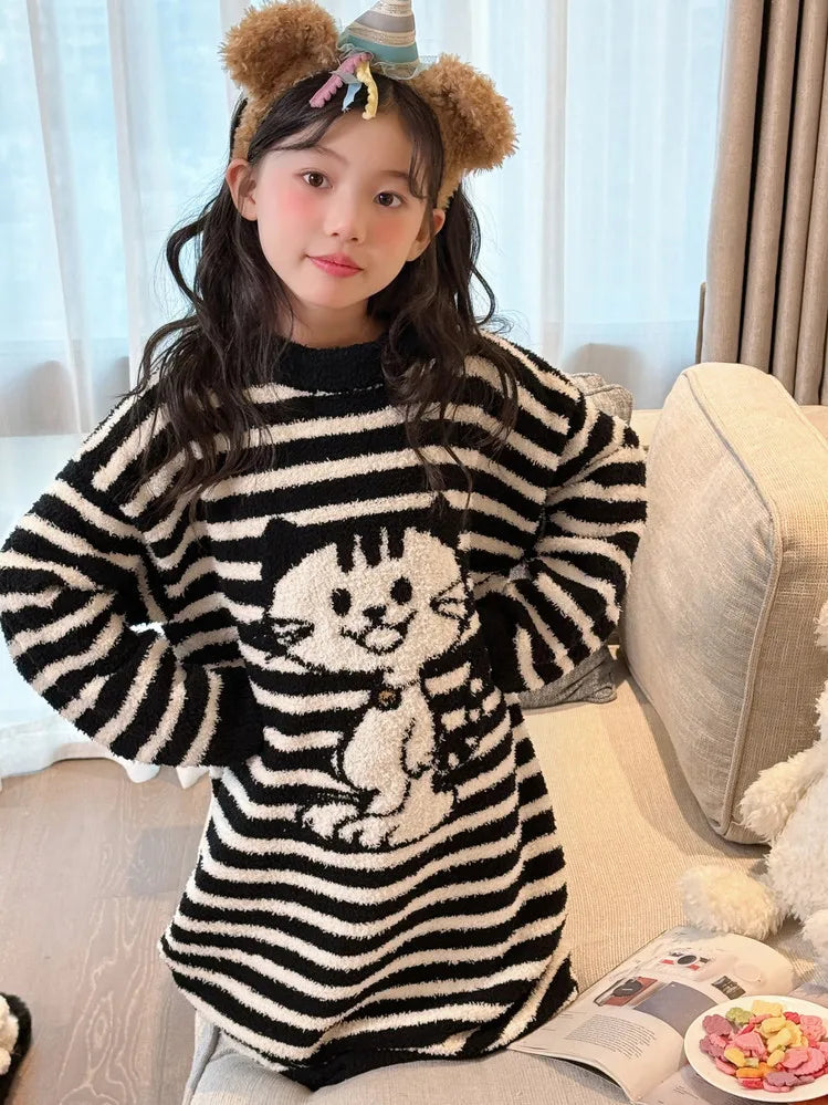 Girls Pajamas 2025 New Children's Nightgown Children's Autumn and Winter Loungewear
