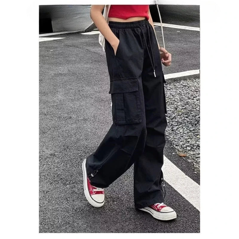Girls Cargo Pants Kids Solid Color Pant Teenage Fashion Trousers 2026 Spring Autumn Children's Clothing Sports Wear