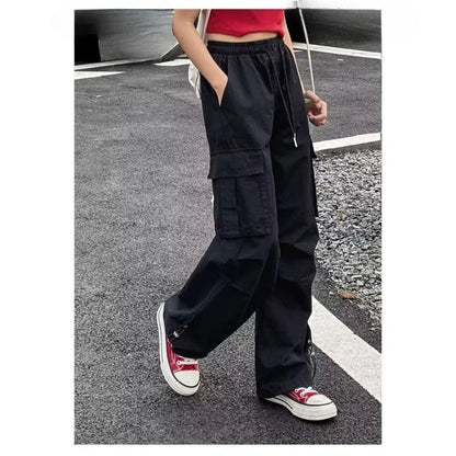 Girls Cargo Pants Kids Solid Color Pant Teenage Fashion Trousers 2026 Spring Autumn Children's Clothing Sports Wear