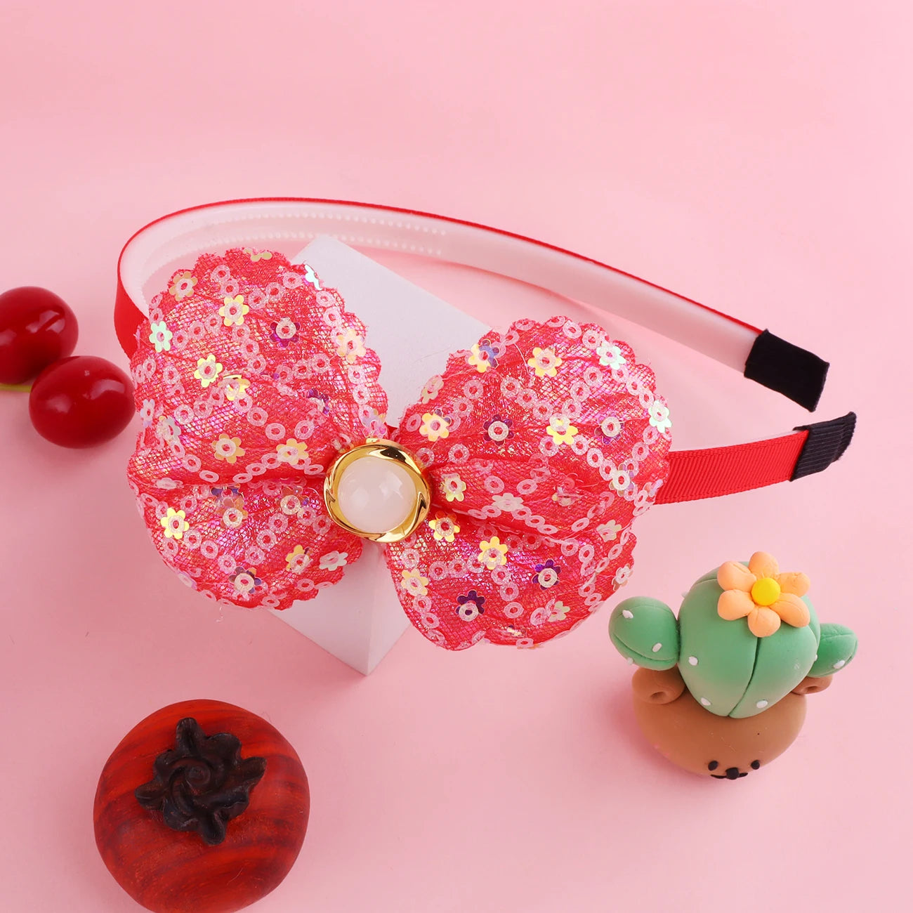 Large Shiny Bow Headbands for Baby Girls, Glitter Headbands with Pearl for Kids, Sparkling Accessories for Toddlers