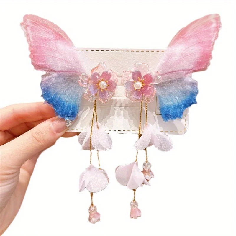 Baby Girl Hair Accessories Gradient Bow Hair Clip Flower Tassel Hairpin Girls Hair Accessoreis Butterfly Hair Clip
