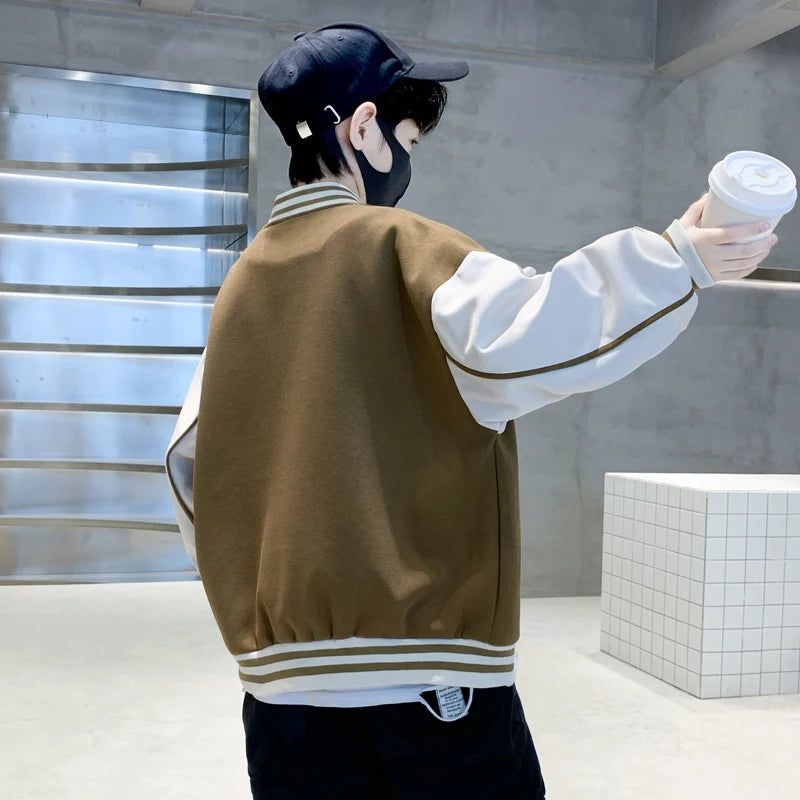 2025 Spring Autumn Teenage Boy Baseball Jacket Uniform for Junior Kids Sports Coat Youth Child Casual Clothing Age 5 To 14 Years