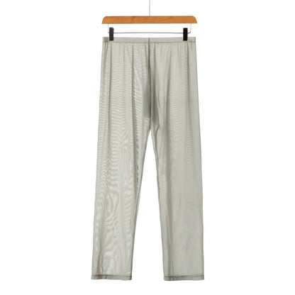 Men's Sexy Soft Mesh Sheer See-through Stretch Pants Trousers Sleepwear Hot Translucent Men Pants Homewear