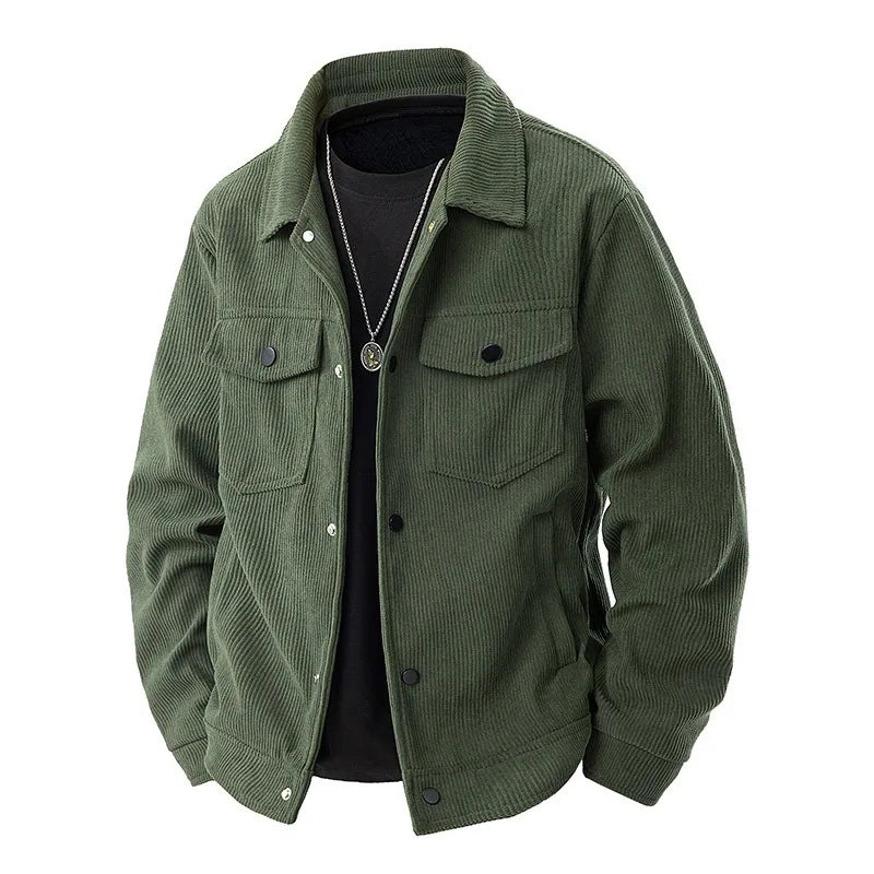 Men Coat Spring Autumn American Retro Turn Down Collar Male Jacket Loose Single-breasted Pocket Daily Versatile Man Outerwear