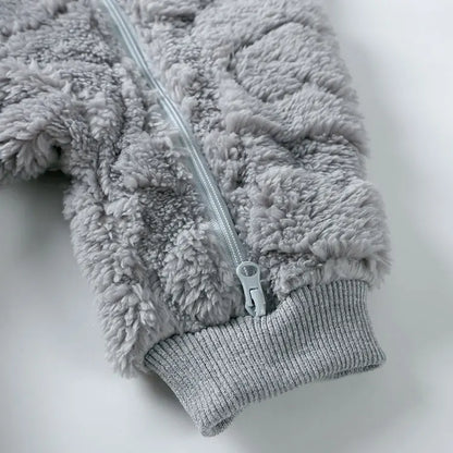 Cartoon Baby Clothes Boy Romper Long Sleeve Arctic Velvet Hooded Baby Girl Romper Winter Warm  Newborn Clothes 0-18 Months