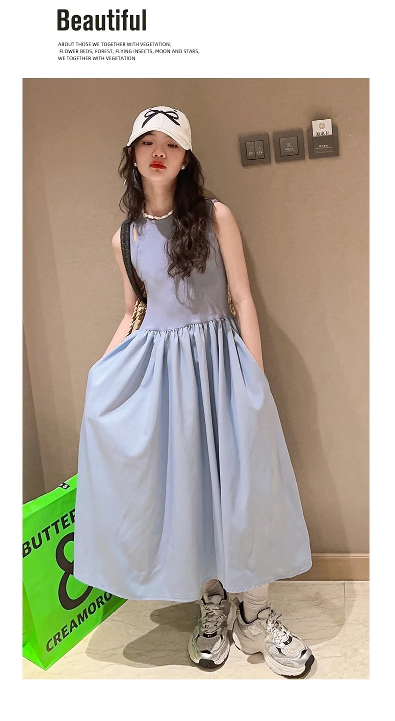 French teenage girls dress roupa vestido longo infantil menina 12 a 14anos kids clothes pink one-pieces elegant long dresses 10
