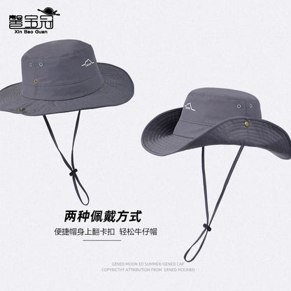 Waterproof and quick-drying summer wide-brimmed sun-protective hats for men and women, outdoor hiking and fishing sun hats