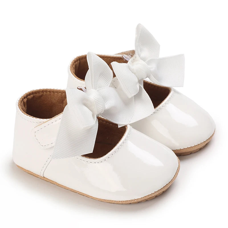 Baby Girl Shoes Bow Flats Toddler Sandals Non-slip Soft Sole Newborn Formal First Walkers Christening